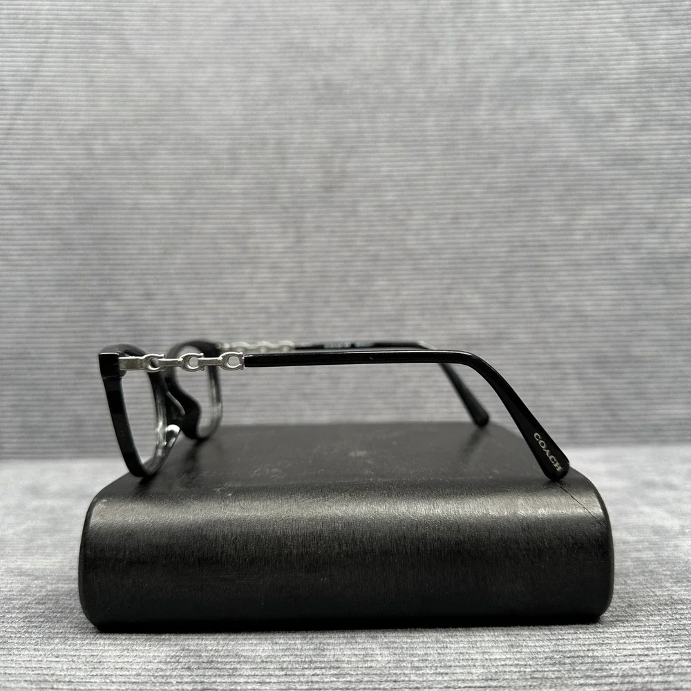 Coach HC 6127U Black Cat Eye Y2K Eyeglasses Silver Chain Link Frames 53-17-140